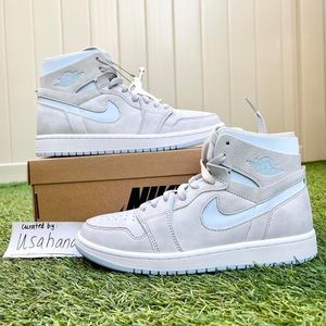 Women’s Nike Air Jordan 1 high top light grey shoes